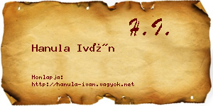 Hanula Iván névjegykártya